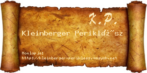 Kleinberger Periklész névjegykártya
